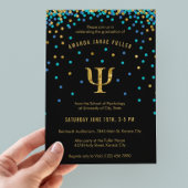 心理学の卒業招待状ブルー&金ゴールドプシー 招待状