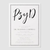 心理学の博士卒業式パーティー ベラム紙招待状 (正面)