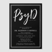 心理学の博士卒業式パーティー ベラム紙招待状 (正面)