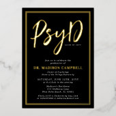 心理学の博士卒業式パーティー 箔招待状 (正面)