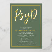 心理学の博士卒業式パーティー 箔招待状 (正面)