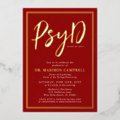 心理学の博士卒業式パーティー 箔招待状 (正面)