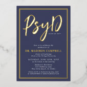 心理学の博士卒業式パーティー 箔招待状 (正面)