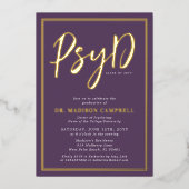 心理学の博士卒業式パーティー 箔招待状 (正面)