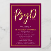心理学の博士卒業式パーティー 箔招待状 (正面)