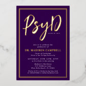 心理学の博士卒業式パーティー 箔招待状 (正面)
