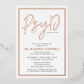 心理学の博士卒業式パーティー 箔招待状 (正面)