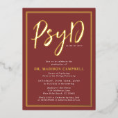 心理学の博士卒業式パーティー 箔招待状 (正面)