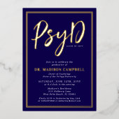 心理学の博士卒業式パーティー 箔招待状 (正面)