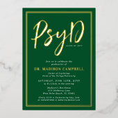 心理学の博士卒業式パーティー 箔招待状 (正面)