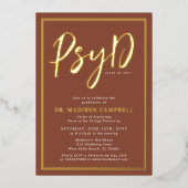 心理学の博士卒業式パーティー 箔招待状 (正面)