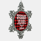 心理学の学生No睡眠お金ライフレッドプレイド スノーフレークピューターオーナメント (左)
