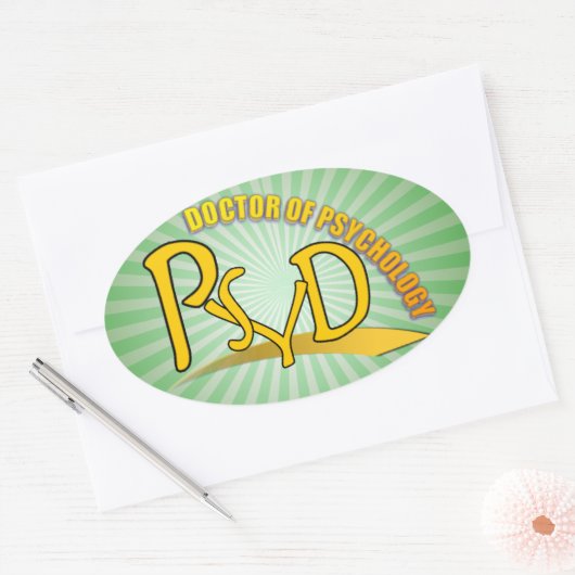 心理学イエローロゴの心理学博士 楕円形シール (封筒)