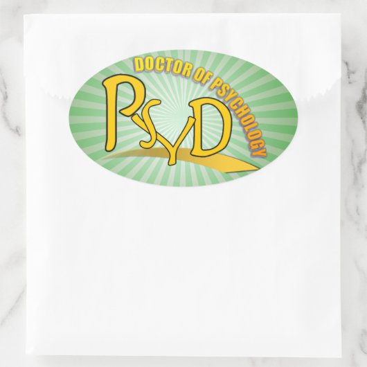 心理学イエローロゴの心理学博士 楕円形シール (バッグ)