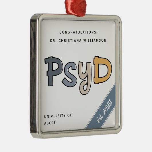 心理学カスタム学博士卒業シック メタルオーナメント (右)