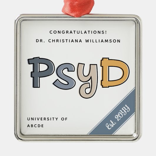 心理学カスタム学博士卒業シック メタルオーナメント (正面)