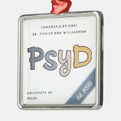 心理学カスタム学博士卒業シック メタルオーナメント (左)
