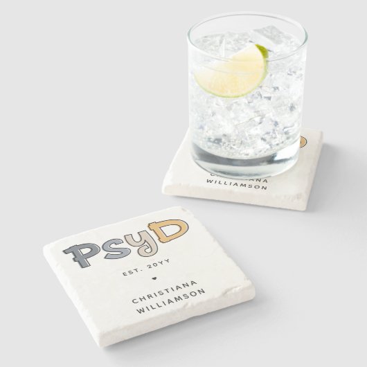 心理学カスタム心理学者PsyD医師 ストーンコースター (横)