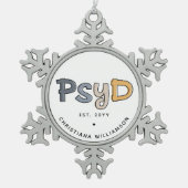 心理学カスタム心理学者PsyD医師 スノーフレークピューターオーナメント (正面)