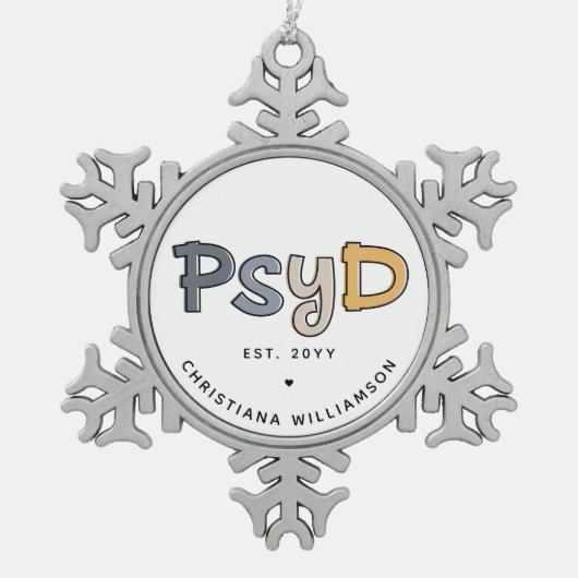 心理学カスタム心理学者PsyD医師 スノーフレークピューターオーナメント (正面)