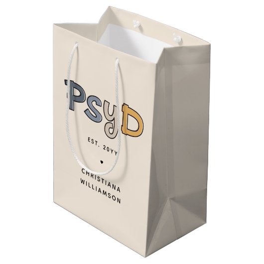 心理学カスタム心理学者PsyD医師 ミディアムペーパーバッグ (裏面アングル)