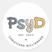 心理学カスタム心理学者PsyD医師 ラウンドシール (正面)