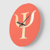 心理学シンボルレッドオレンジ時計 ラージ壁時計 (傾斜)