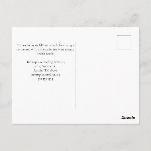 心理学ツリーセラピストカウンセラーマーケティング ポストカード (裏面)