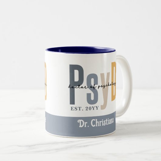 心理学パーソナライズされた学博士号 ツートーンマグカップ (正面右)