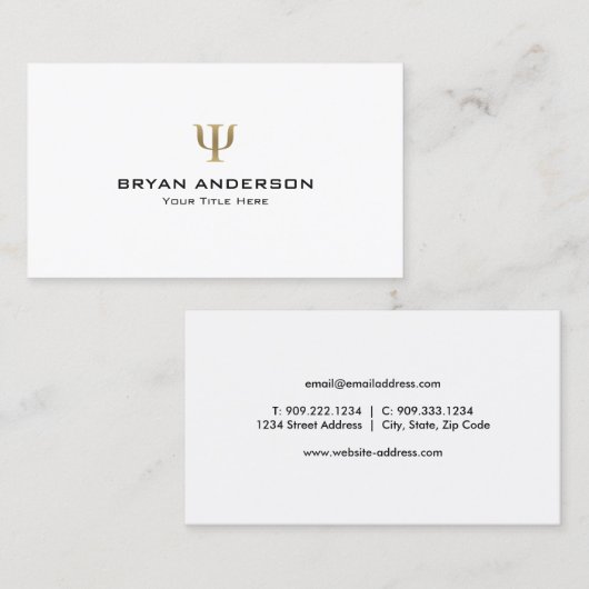 心理学フェイク者金ゴールドPsi記号 名刺 (正面/裏面)