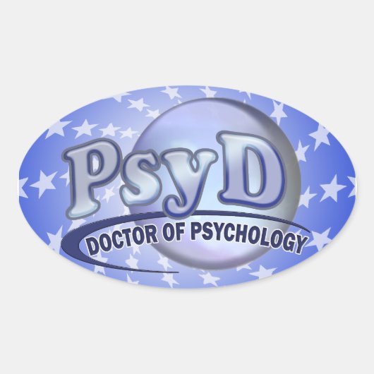 心理学ロゴのPsyD医師 楕円形シール (正面)