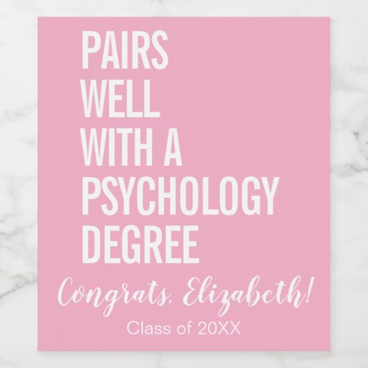 心理学学位の卒業にぴったり ワインラベル (シングルラベル)
