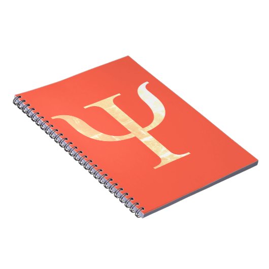 心理学科学の記号のオレンジ螺線形ノート ノートブック (右側)