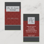 心理学者および医学の名刺-モノグラム 名刺 (正面/裏面)