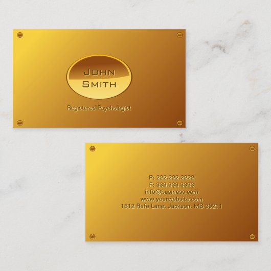 心理学者のカウンセラーののどの金ゴールド 名刺 (正面/裏面)