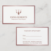 心理学者のカウンセラーのばら色の金ゴールドフレームのアポイントメント 予約カード (正面/裏面)