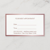 心理学者のカウンセラーのばら色の金ゴールドフレームのアポイントメント 予約カード (裏面)