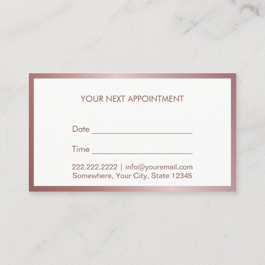 心理学者のカウンセラーのばら色の金ゴールドフレームのアポイントメント 予約カード (裏面)