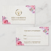 心理学者のカウンセラーのエレガントな花のアポイントメント 予約カード (正面/裏面)