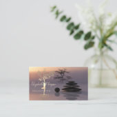 心理学者のセラピスト、石、金ゴールドツリーのシルエット 名刺 (スタンド正面)