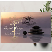 心理学者のセラピスト、石、金ゴールドツリーのシルエット 名刺