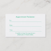 心理学者の個人的なカウンセラーの名刺 予約カード (裏面)