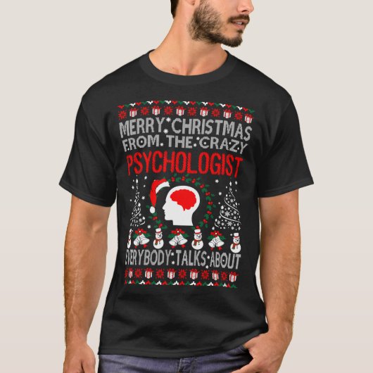 心理学者の醜いセーターのティーからのメリークリスマス Tシャツ (正面)