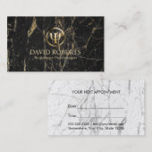 心理学者の黒及び金ゴールドの大理石のアポイントメント 予約カード (正面/裏面)