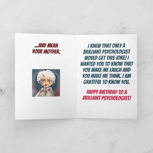 心理学者または精神科医おもしろいフロッド誕生日 カード (内部)