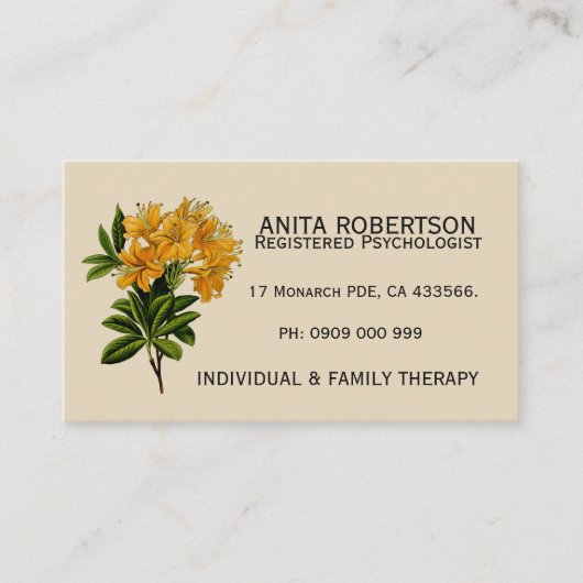 心理学者アポイントメント名刺フローラ 予約カード (正面)