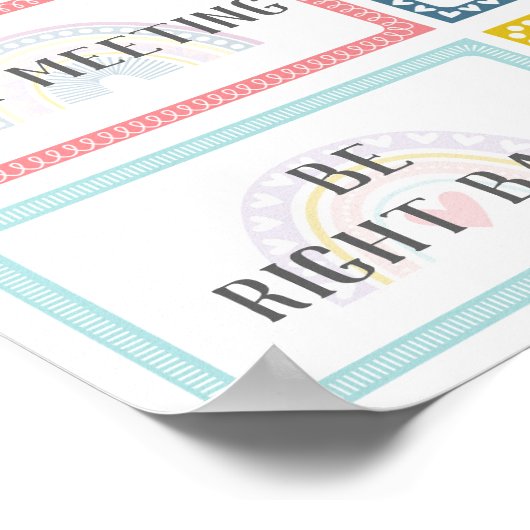 心理学者オフィスのドアのサイン虹はどこか ポスター (角)