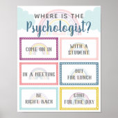 心理学者オフィスのドアのサイン虹はどこか ポスター (正面)