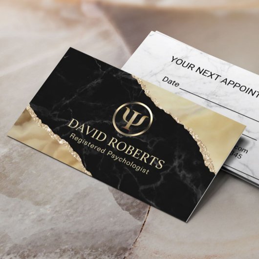 心理学者カウンセモダンル金ゴールド大理石瑪瑙 予約カード