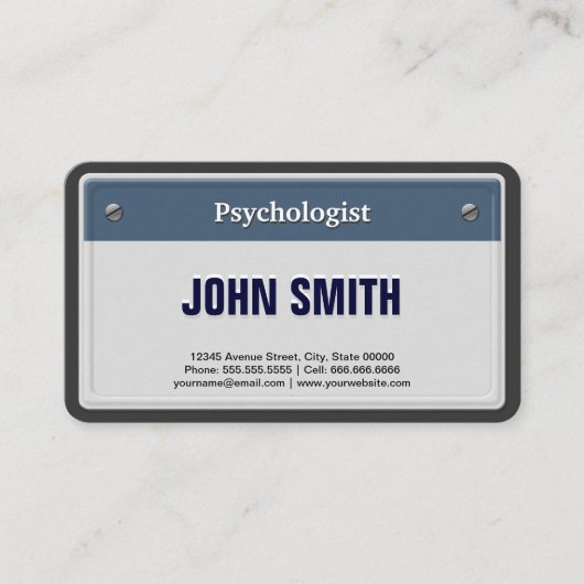 心理学者カッコいい車の免許プレート 名刺 (正面)